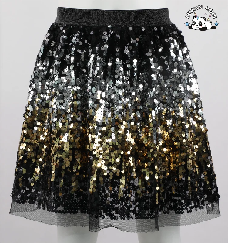 LEZONKIDS - 2024 High Quality customized Summer Season Sequin Patches Skirt Child party girls skirts for kids
